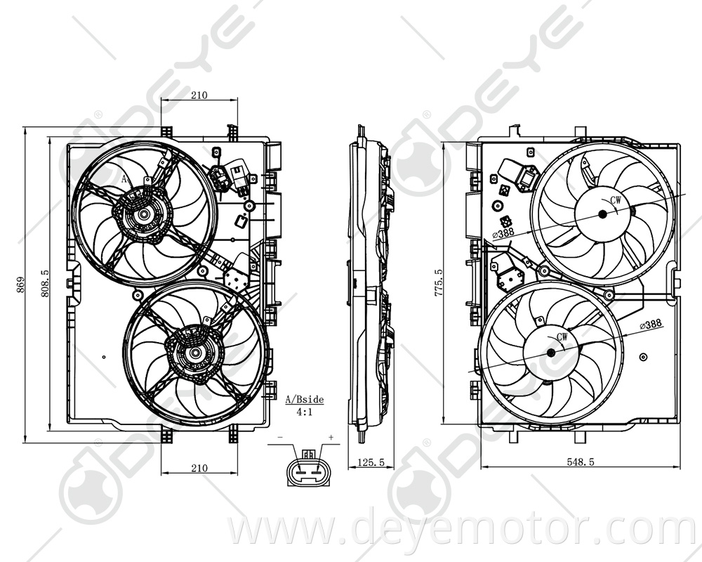 8EW351041-451 069422584010 1358010080 1342690080 electric radiator cooling fan for FIAT DUCATO